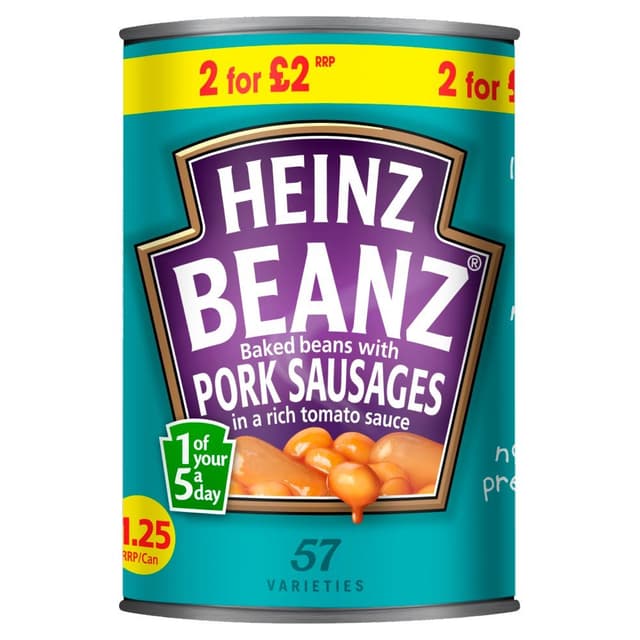 Heinz Beanz Baked Beans with Pork Sausages in a Rich Tomato Sauce 415g